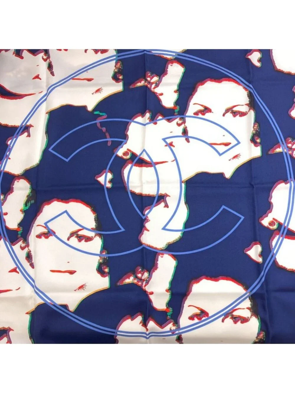 Chanel CC Logo Human Motif Scarf Silk - Picture 4 of 11